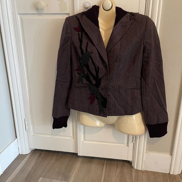 Vintage Bella Sisters Embroidered Wool Blend Hoodie Jacket Junior Med / Adult XS - Picture 4 of 6